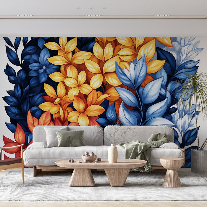 Mural Wallpaper colorful foliage | Vibrant leaves in warm and cool tones