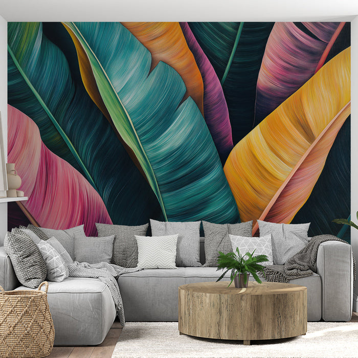 Mural Wallpaper colorful foliage | Vibrant leaves with tropical shades