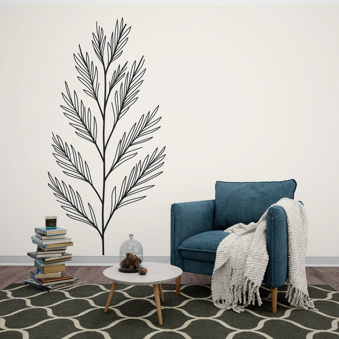 Mural Wallpaper delicate foliage | Elegant branch and finely drawn lines