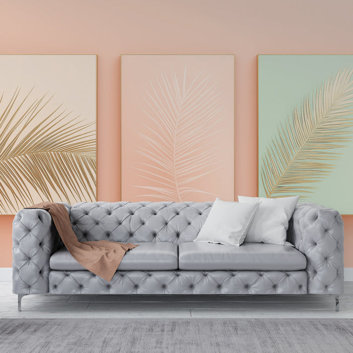 Tapete φύλλων | Χρυσά μοτίβα φύλλων σε απαλό φόντο