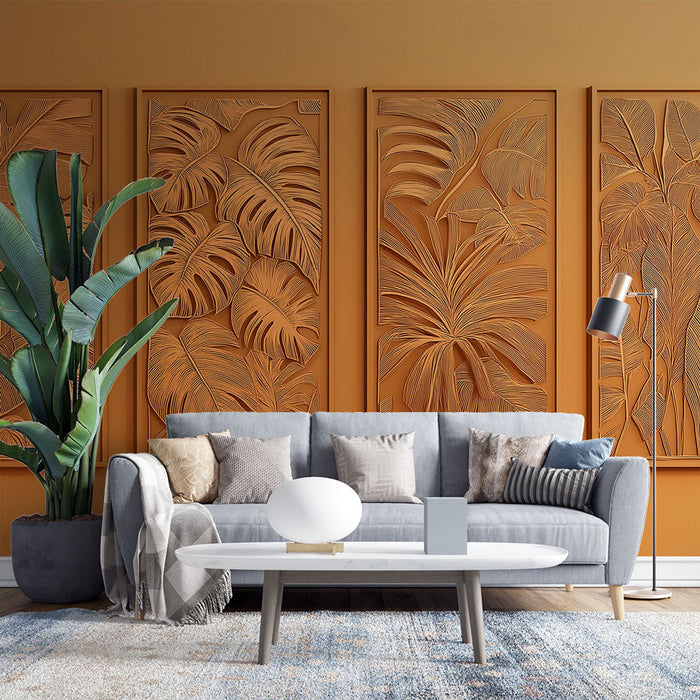 Fototapet løvverk i relieff | Tropisk eleganse med et skulpturelt design