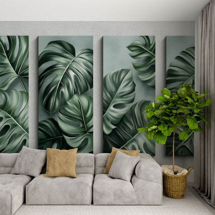 Papel pintado follaje | Hojas de Monstera en tonos verdes