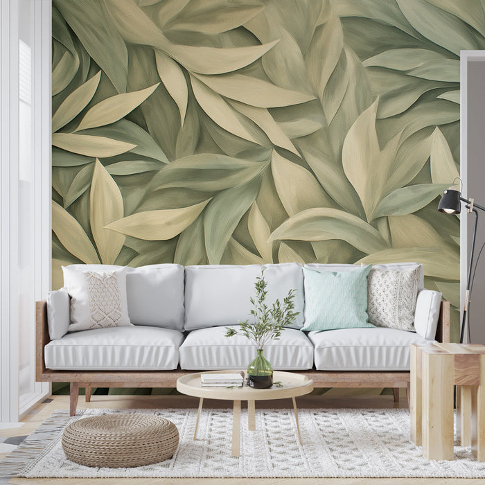 Tapete φύλλων τοιχογραφίας | Απαλά φύλλα σε φυσικούς τόνους
