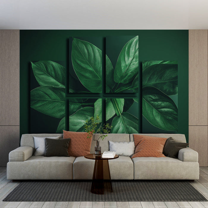 Tapetti lehtikasvillisuus | Runsaat lehdet tummalla taustalla