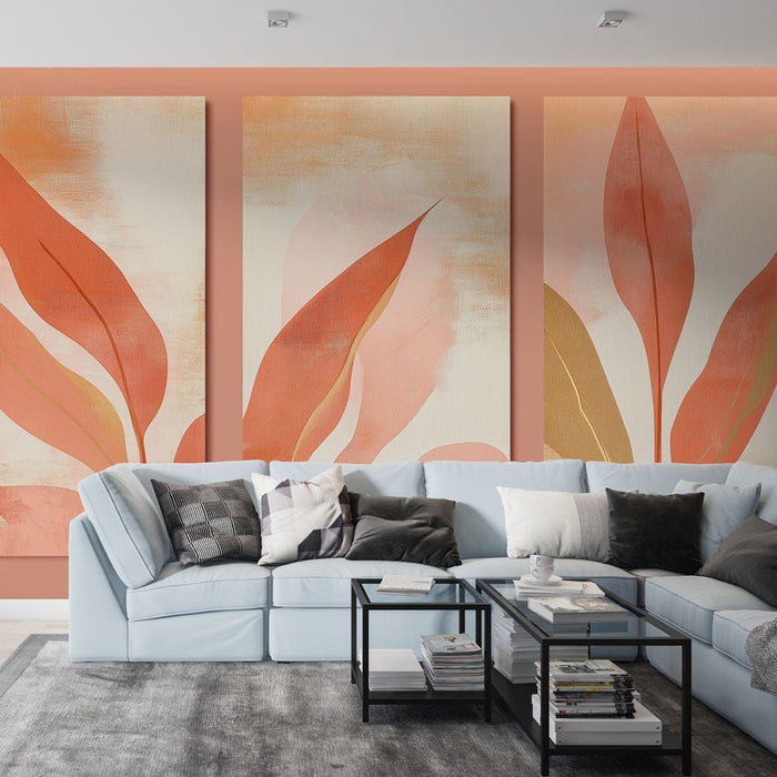 Tapete feuillage | Στυλιζαρισμένα φύλλα σε ζεστούς και απαλούς τόνους