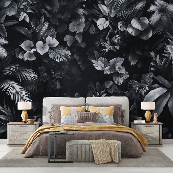 Mural Wallpaper foliage | Black and white equatorial forest