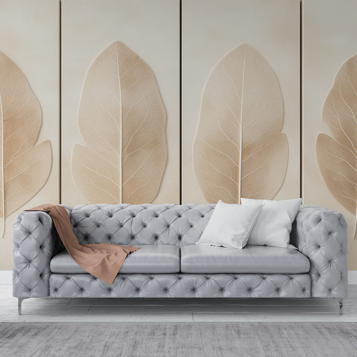 Fotótapé levelekkel | Nagy bézs levelek és elegáns dizájn