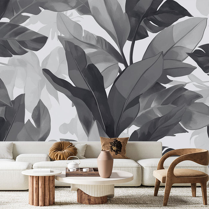Carta da parati fogliame | Grandi foglie in bianco e nero