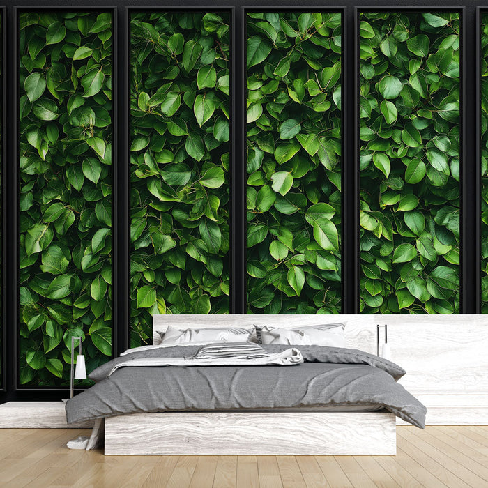 Fototapet yaprak taklidi boyama | Canlı yeşil yapraklarla dolu yeşil duvar