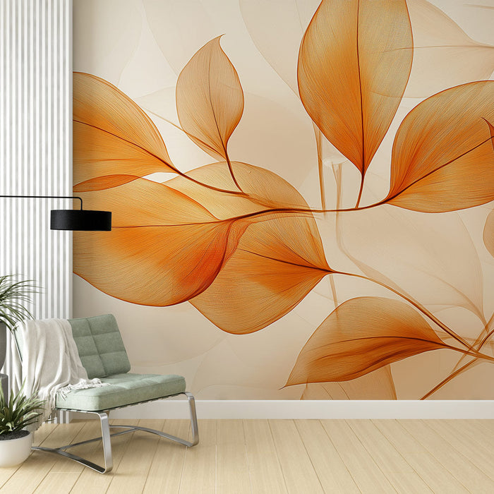 Papel pintado brown foliage | Veil of softness