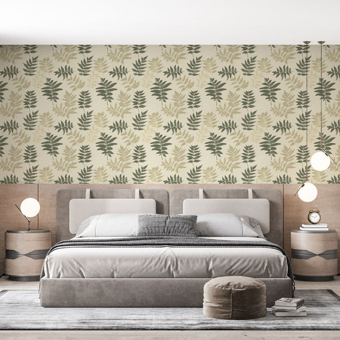 Mural Wallpaper foliage | Delicate fern motif on cream background