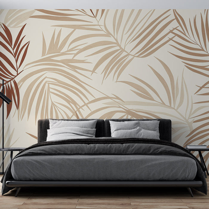 Tapeta siva | Eleganten vzorec bež in rjavih listov