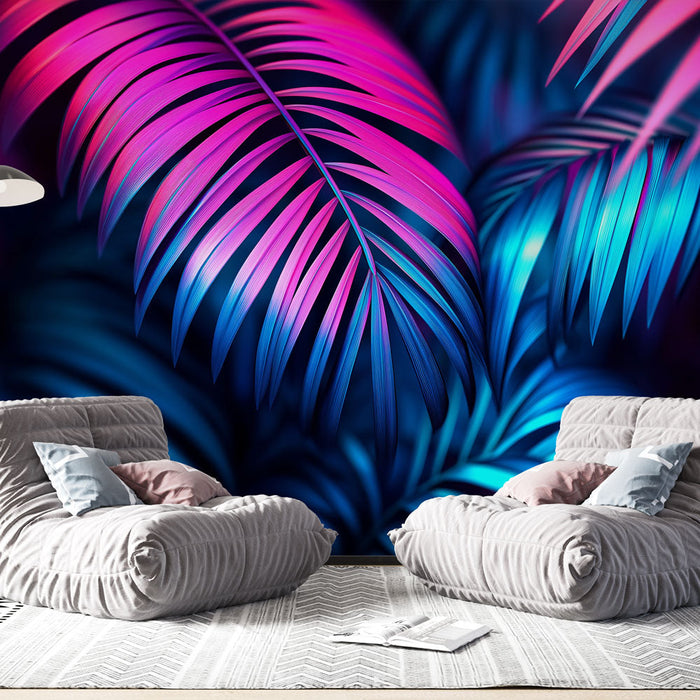 Neonsko lišće tapeta | Živo lišće na tamnoj pozadini