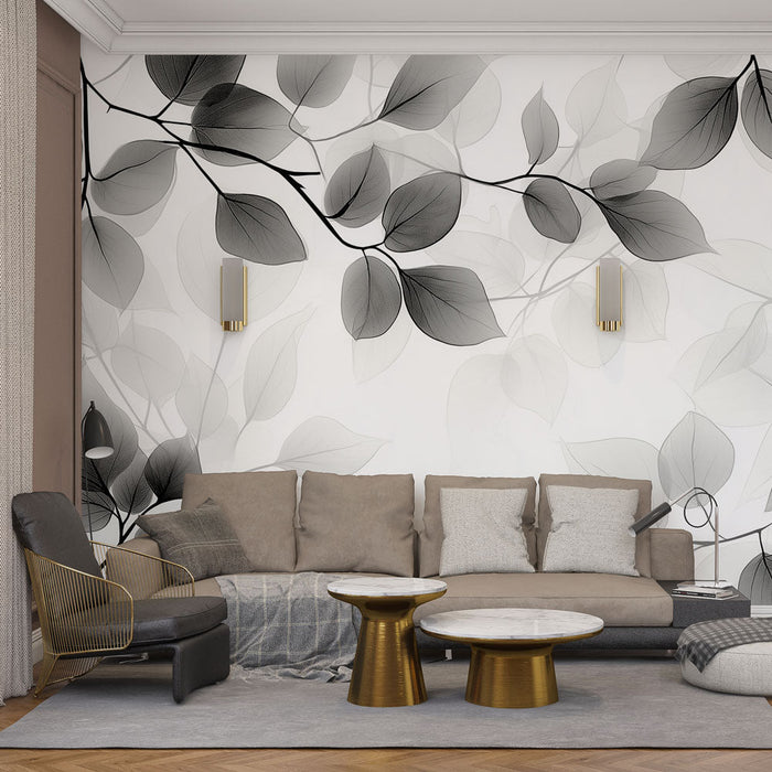 Mural Wallpaper black and white foliage | Between spring and summer