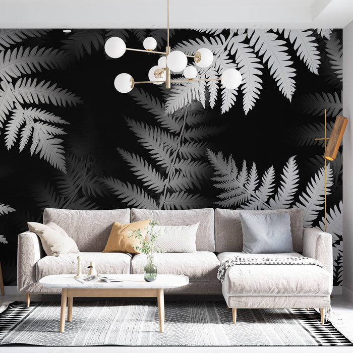 Black and white foliage Mural Wallpaper | Dense forest