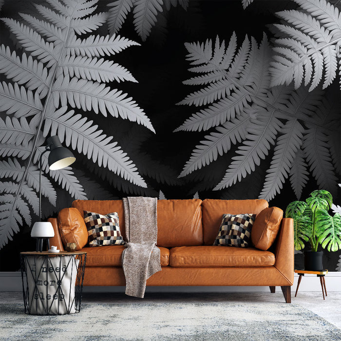 Papel de parede Mural Foliage Preto e Branco | Floresta Entre Sombra e Luz