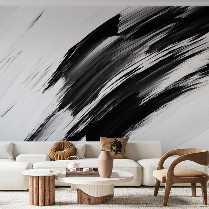 Papel pintado en blanco y negro con follaje | Hierbas abstractas