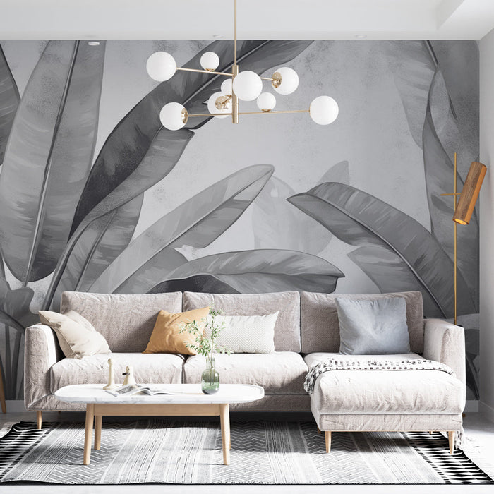 Tapete Laub | Schwarz und Weiß