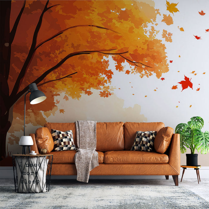 Tapetti oranssi lehvästö | Syksyn sävyt