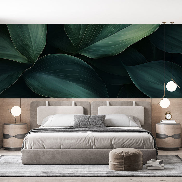 Mural Wallpaper dark foliage | Lush leaves with deep shades