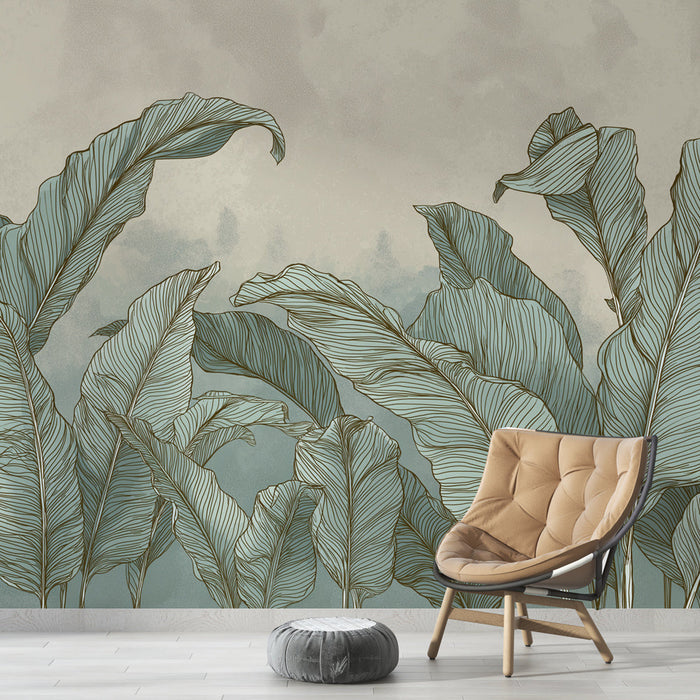 Fototapeet troopilised lehed | Banaanilehed pehmetes toonides