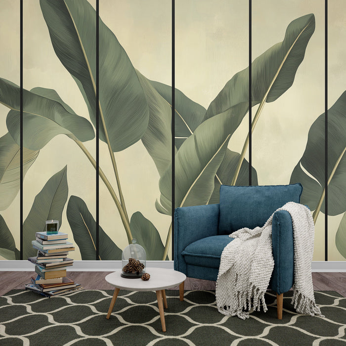 Tapete με τροπικά φύλλα | Φύλλα μπανάνας σε μαλακό φόντο