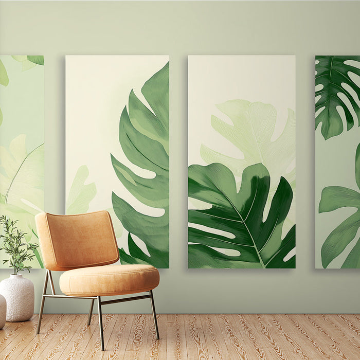 Fototapet tropiske blade | Monstera blade på en blød baggrund