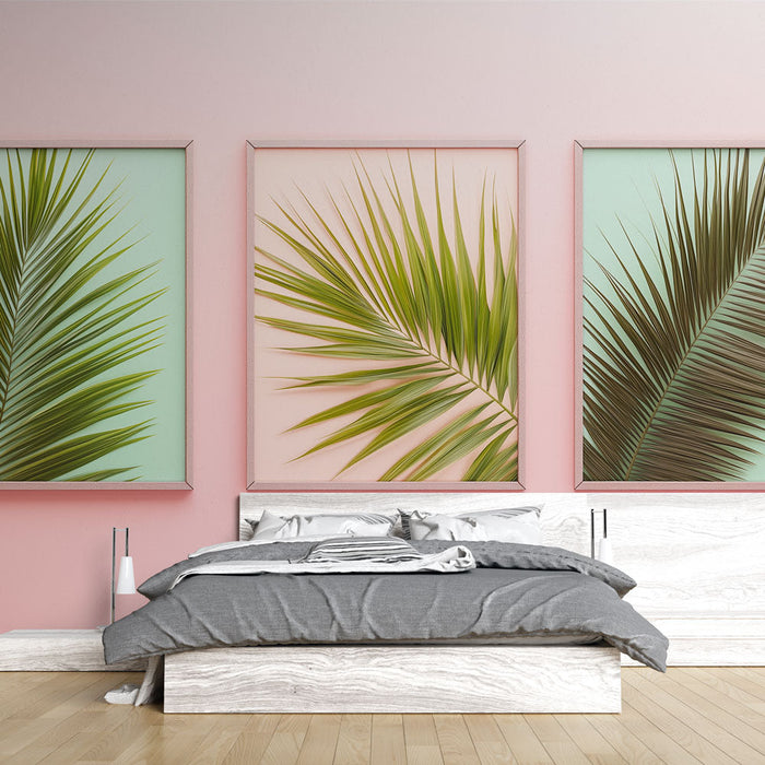 Tapetti trooppinen kasvillisuus | Palmunlehdet herkästi korostettu