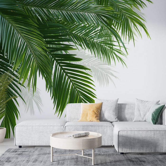 Fototapet tropsko listje | Bujne palme na svetli podlagi