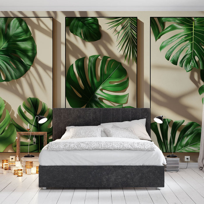 Fototapet tropisk løv | Frodige Monstera-blade i nuancer af grøn