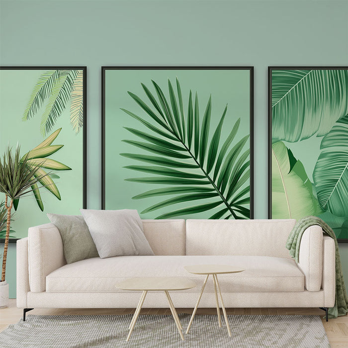 Mural Wallpaper tropsko listje | Bujno listje na pomirjujočem zelenem ozadju