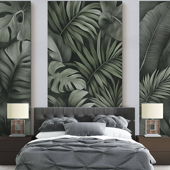 Fototapet με τροπικά φύλλα | Παλέτα από κομψά πράσινα σε σκούρο φόντο