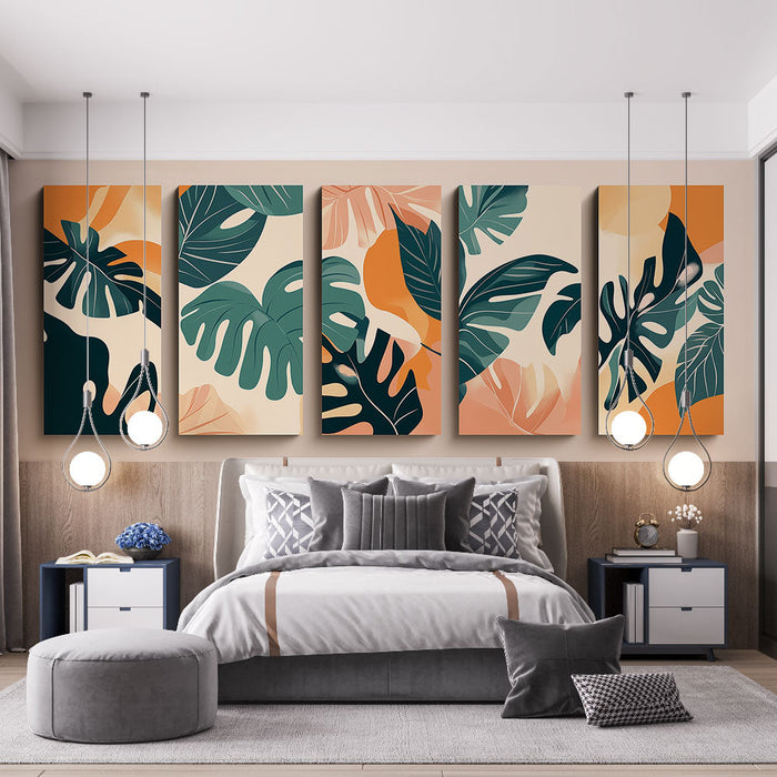 Mural Wallpaper tropical foliage | A dynamic set of leaves and summer shades