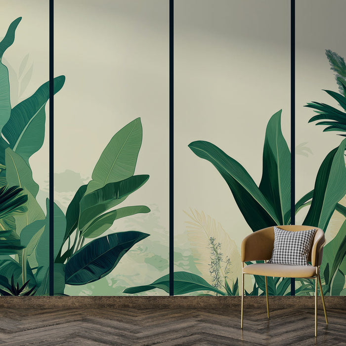 Tapeta tropsko listje | Bujna kompozicija eksotičnih rastlin