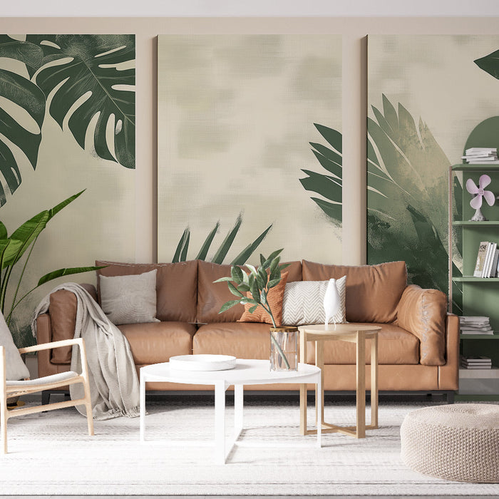 Carta da parati fogliame | Tropici rilassanti con grandi foglie verdi
