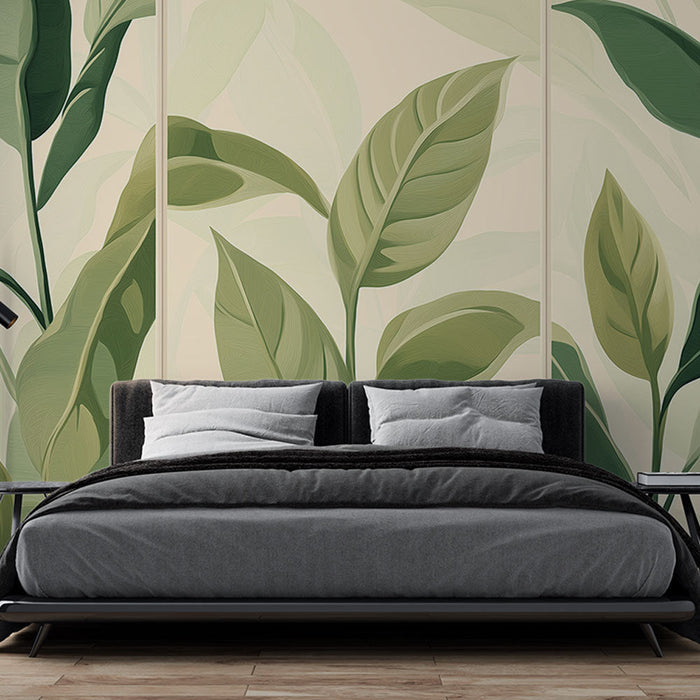 Tapete φύλλων τοίχου | Ένα σύνολο κομψών φύλλων σε αποχρώσεις απαλού πράσινου