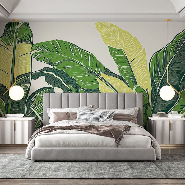 Mural Wallpaper green foliage | Banana trees and three shades of green