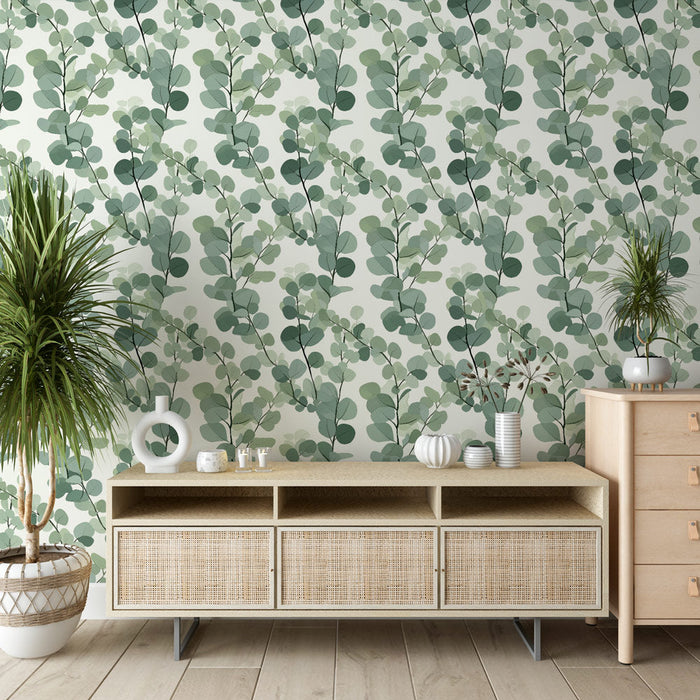 Fototapet grønt løvverk | Elegant bladmønster i myke nyanser