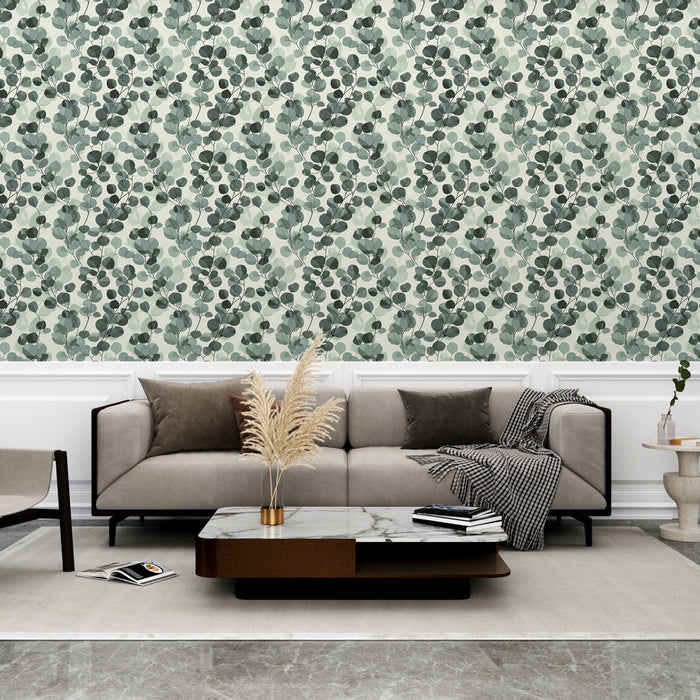 Fototapet grønt løvverk | Delikat bladmønster i grønne nyanser