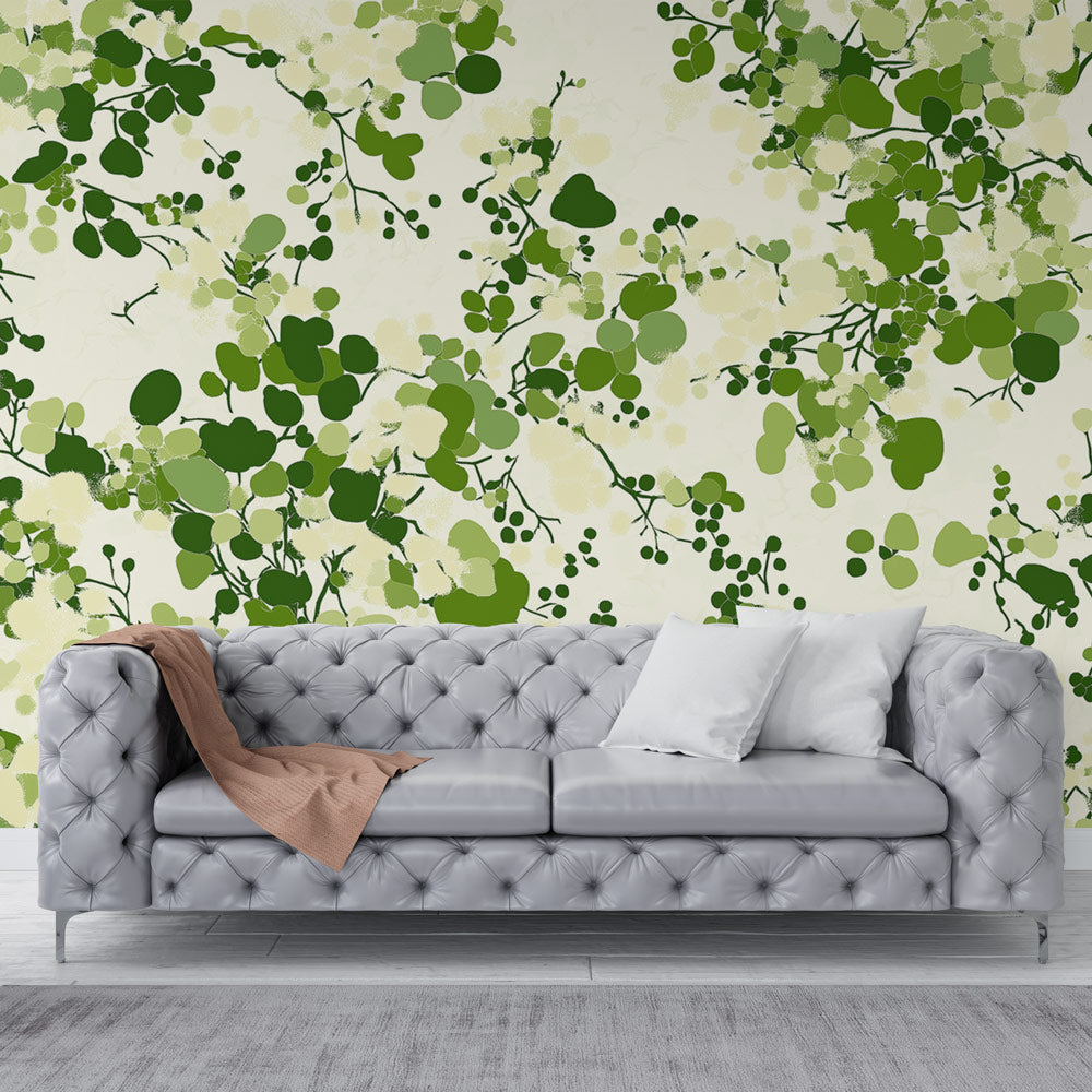 Foliage Mural Wallpaper | Watercolor Green Botanical Design main image 1