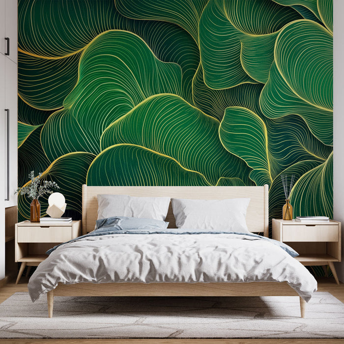 Papel pintado green foliage | Floral undulations