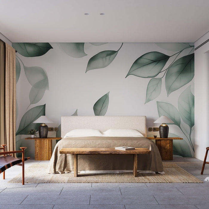 Carta da parati fogliame verde pastello | Come un dipinto ad acquerello