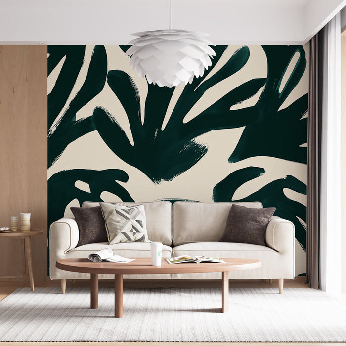 Mural Wallpaper green foliage | Abstract painting