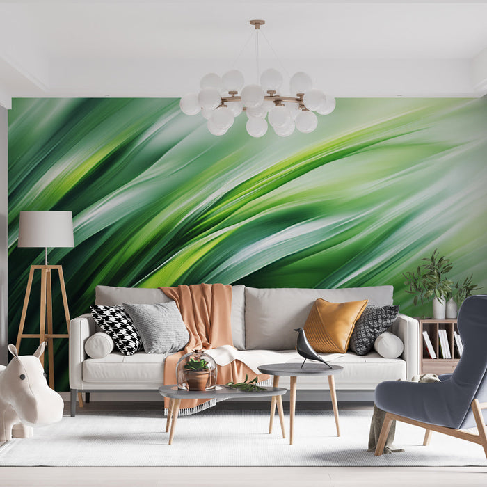 Mural Wallpaper green foliage | Panoramic herb painting