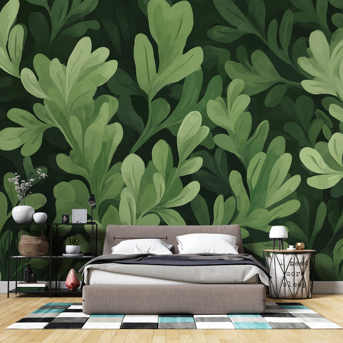 Mural Wallpaper green foliage | Light and dark green
Foto Behang roheline lehestik | Hele ja tume roheline