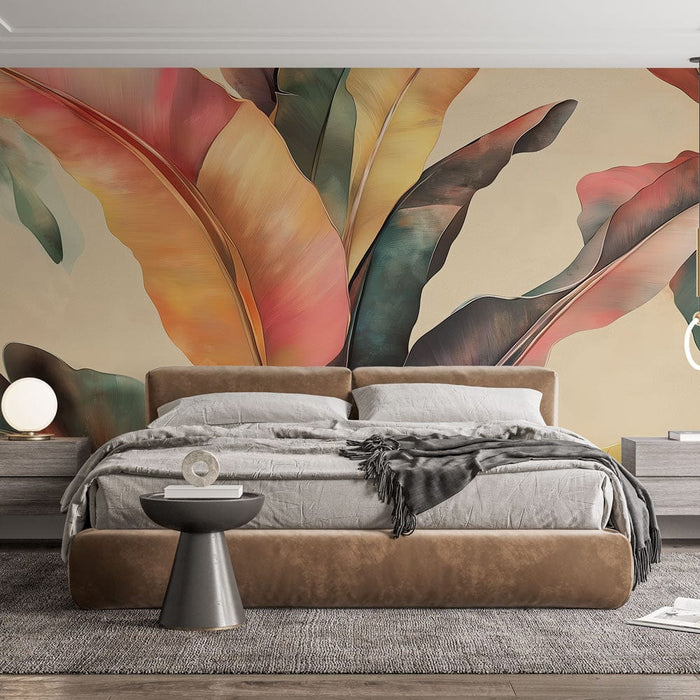 Фототапет бананово листо | Ярко оцветени листа на мек фон