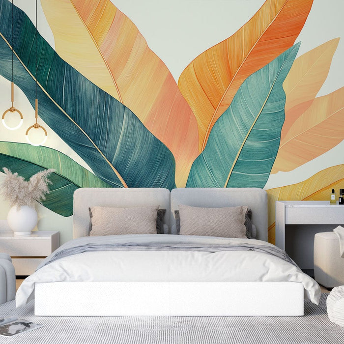 Fototapet bananblad | Färgglada blad med livfulla nyanser