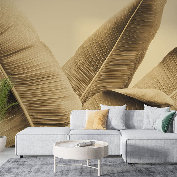 Tapeta banana leaf | Banane lišće u nježnim i toplim tonovima