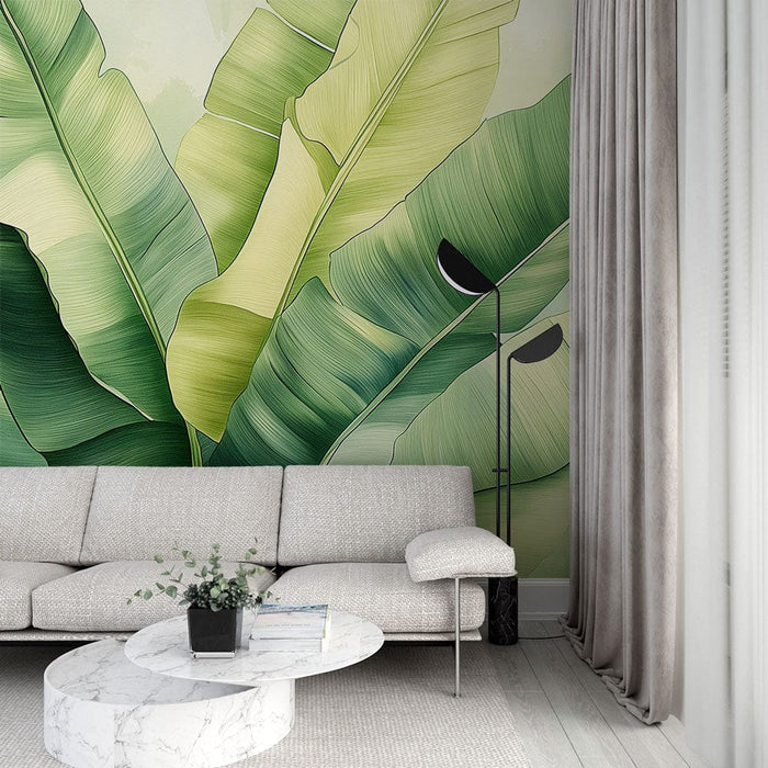 Ταπετσαρία μπανάνα φύλλο | Στυλιζαρισμένα φύλλα μπανάνας σε παστέλ φόντο