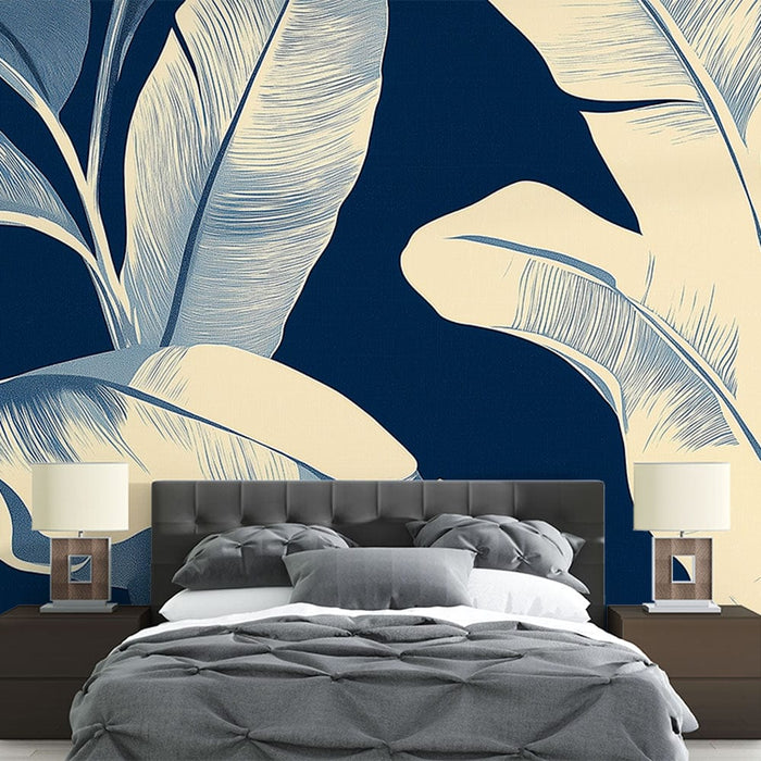 Tapeta banana leaf | Banana listovi na tamnoplavoj pozadini